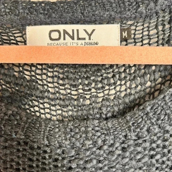 Only oversized chunky knit sweater, M navy, sheer sleeves Preppy Coastal Classic - Picture 3 of 6